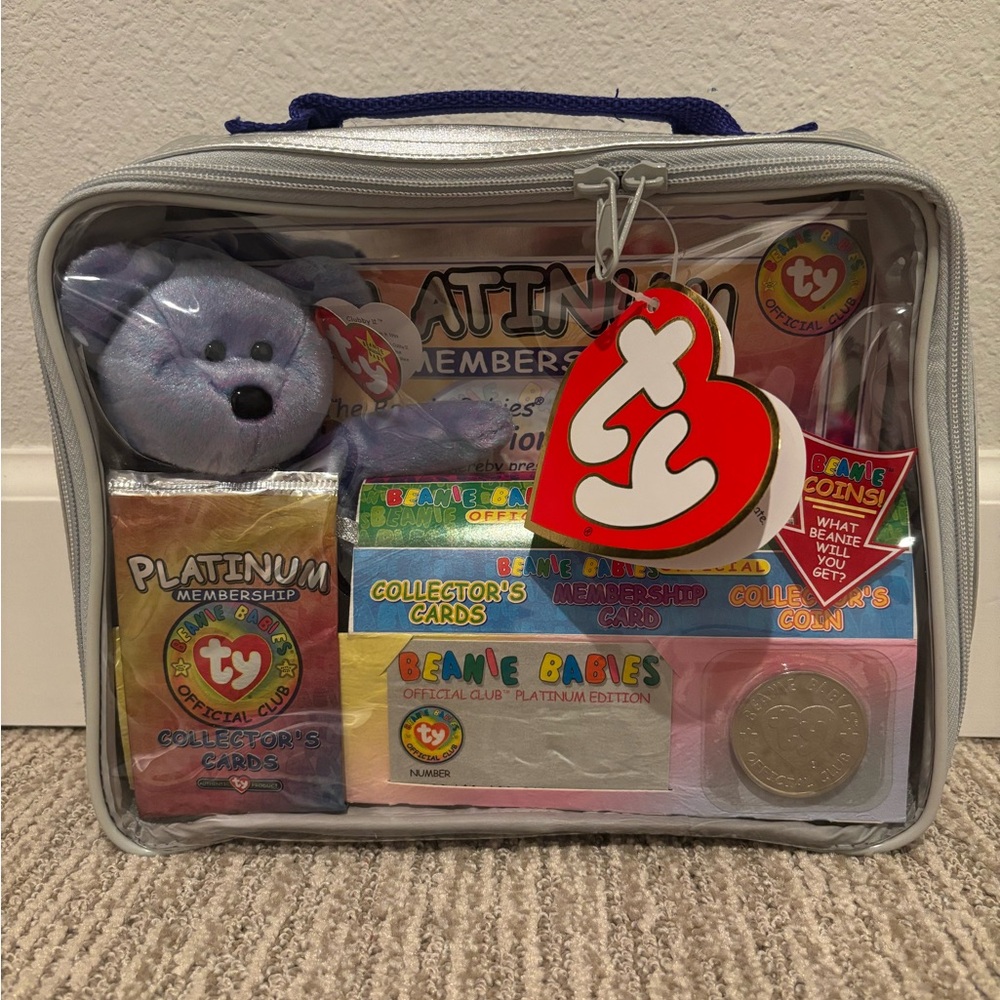 SOLD TY Beanie Babies Official Club platinum collector’s case 1999 Clubby 2, NWT
